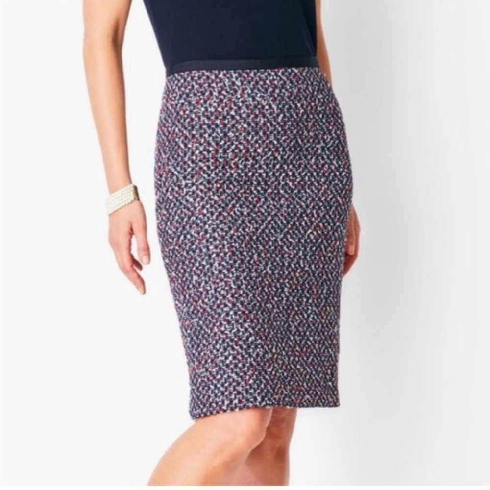 Talbots Navy Multicolor Tweed Pencil Skirt